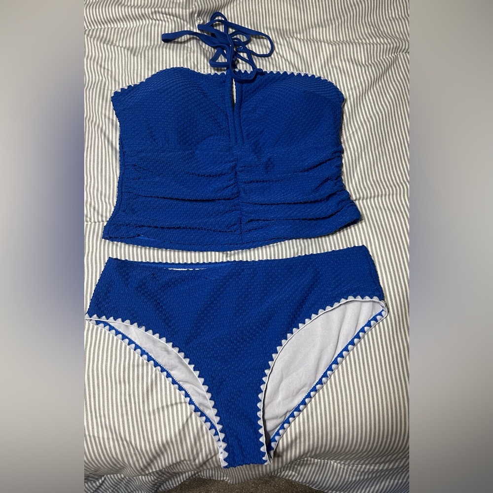 SHEIN Royal Blue Textured Bikini Set